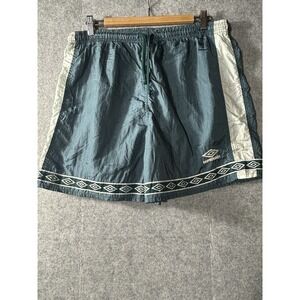 Vintage 90s Umbro Made in USA Green Lined Nylon Soccer Shorts Mens Large
